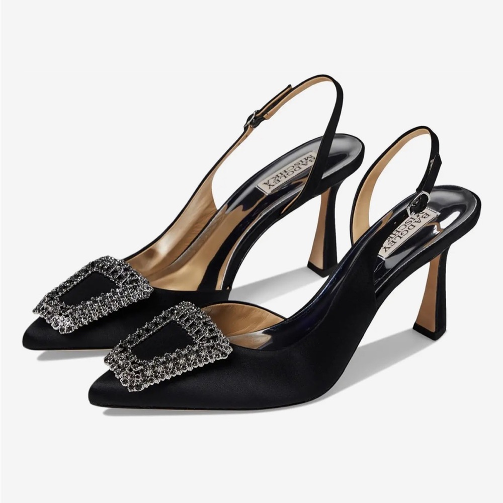 Badgley Mischka Black Heels with Silver Embellishments